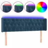 sötétkék bársony LED-es fejtámla 163 x 16 x 78/88 cm
