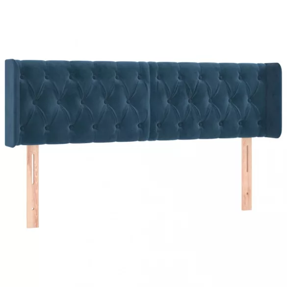 sötétkék bársony LED-es fejtámla 163 x 16 x 78/88 cm