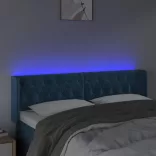 sötétkék bársony LED-es fejtámla 163 x 16 x 78/88 cm