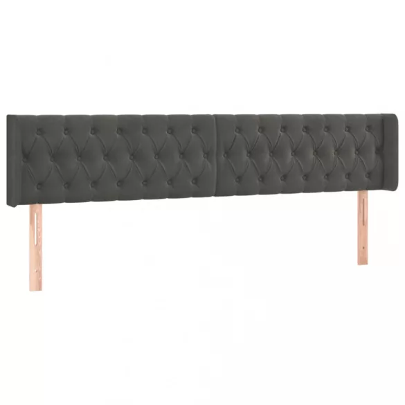sötétszürke bársony LED-es fejtámla 183 x 16 x 78/88 cm