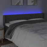 sötétszürke bársony LED-es fejtámla 183 x 16 x 78/88 cm