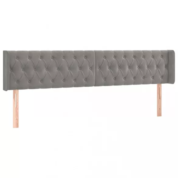 világosszürke bársony LED-es fejtámla 203 x 16 x 78/88 cm