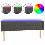 sötétszürke bársony LED-es fejtámla 203 x 16 x 78/88 cm