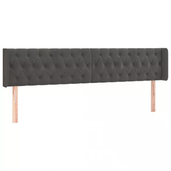 sötétszürke bársony LED-es fejtámla 203 x 16 x 78/88 cm
