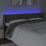 sötétszürke bársony LED-es fejtámla 203 x 16 x 78/88 cm