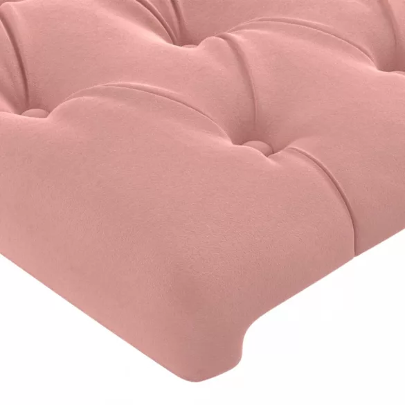 rózsaszín bársony LED-es fejtámla 203x16x78/88 cm
