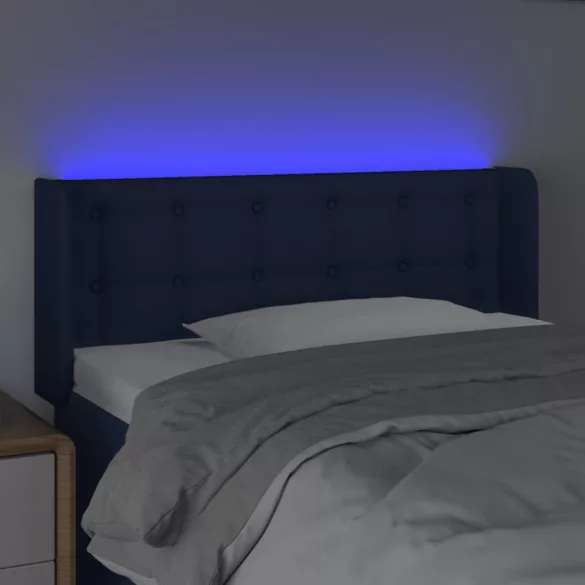 kék szövet LED-es fejtámla 83 x 16 x 78/88 cm