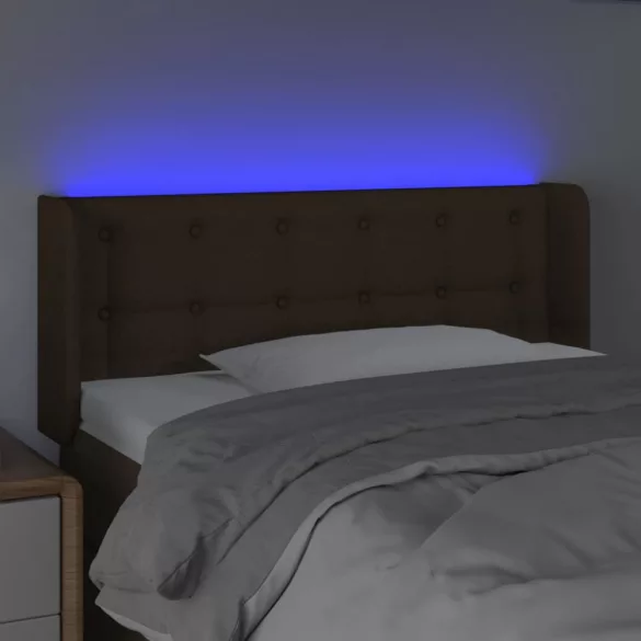 sötétbarna szövet LED-es fejtámla 93 x 16 x 78/88 cm