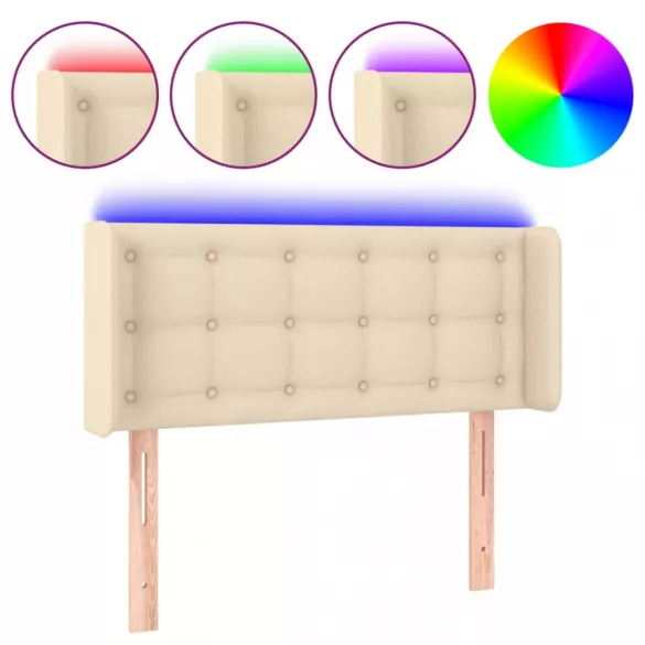 krémszínű szövet LED-es fejtámla 93 x 16 x 78/88 cm