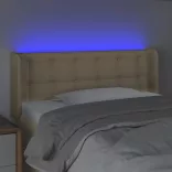 krémszínű szövet LED-es fejtámla 93 x 16 x 78/88 cm