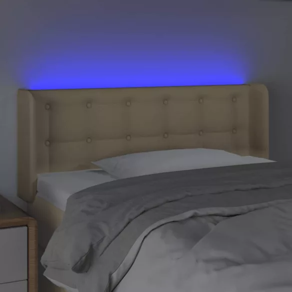 krémszínű szövet LED-es fejtámla 93 x 16 x 78/88 cm