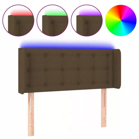 sötétbarna szövet LED-es fejtámla 103 x 16 x 78/88 cm