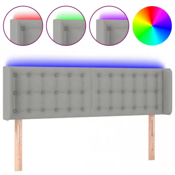 világosszürke szövet LED-es fejtámla 147 x 16 x 78/88 cm