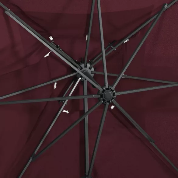 bordó dupla tetejű konzolos napernyő 250 x 250 cm