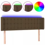 sötétbarna szövet LED-es fejtámla 147 x 16 x 78/88 cm