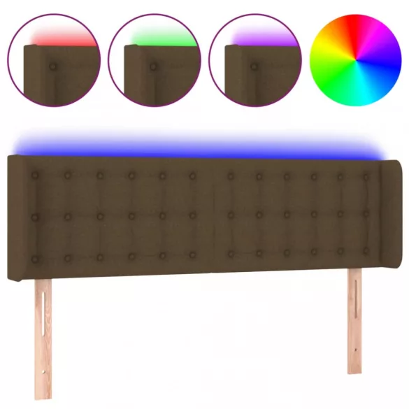 sötétbarna szövet LED-es fejtámla 147 x 16 x 78/88 cm