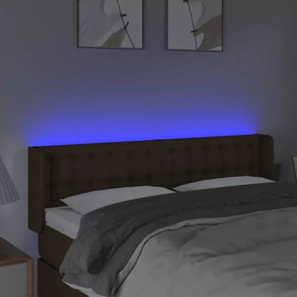 sötétbarna szövet LED-es fejtámla 147 x 16 x 78/88 cm