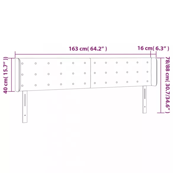 kék szövet LED-es fejtámla 163 x 16 x 78/88 cm