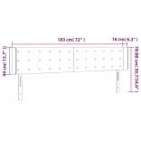 sötétbarna szövet LED-es fejtámla 183 x 16 x 78/88 cm