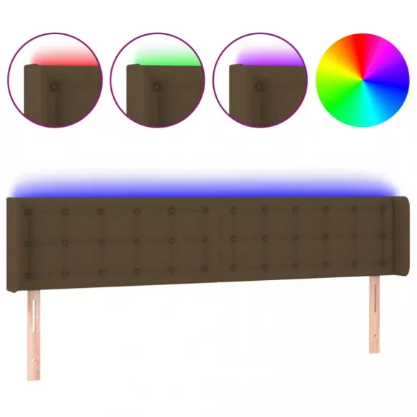 sötétbarna szövet LED-es fejtámla 203 x 16 x 78/88 cm