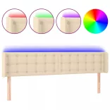 krémszínű szövet LED-es fejtámla 203 x 16 x 78/88 cm