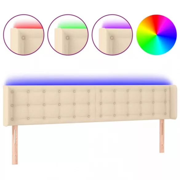 krémszínű szövet LED-es fejtámla 203 x 16 x 78/88 cm