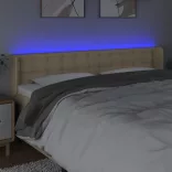krémszínű szövet LED-es fejtámla 203 x 16 x 78/88 cm