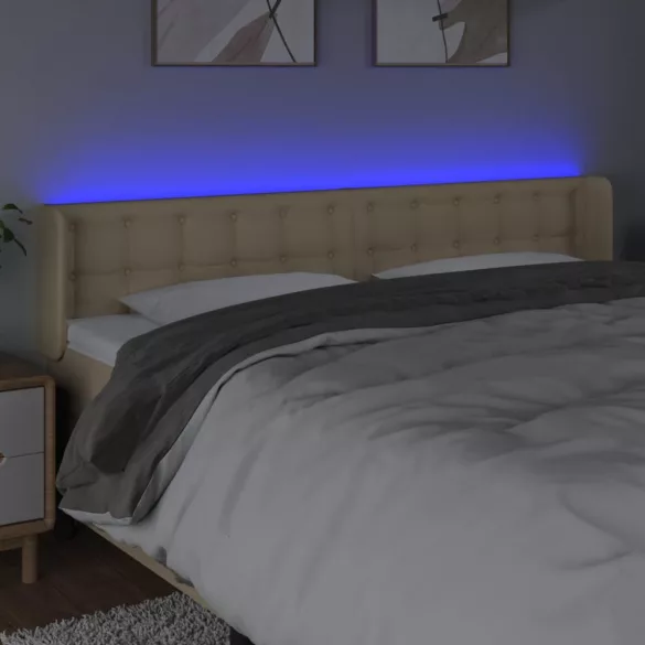 krémszínű szövet LED-es fejtámla 203 x 16 x 78/88 cm