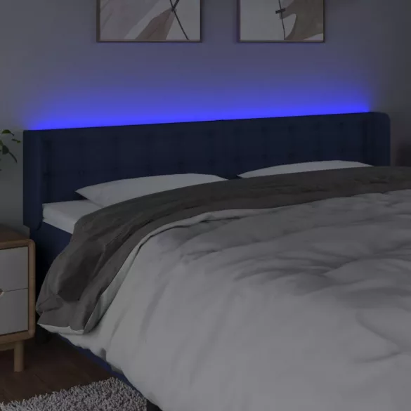 kék szövet LED-es fejtámla 203 x 16 x 78/88 cm