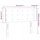 sötétszürke bársony LED-es fejtámla 83 x 16 x 78/88 cm