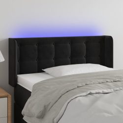 fekete bársony LED-es fejtámla 83 x 16 x 78/88 cm