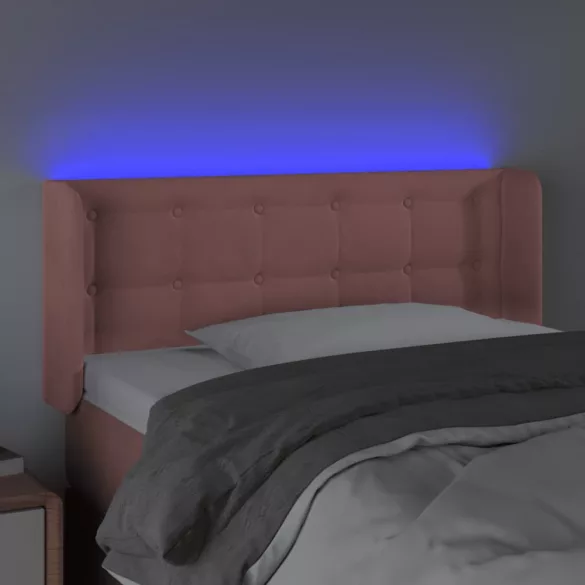 rózsaszín bársony LED-es fejtámla 83 x 16 x 78/88 cm