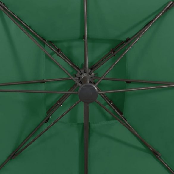 zöld dupla tetejű konzolos napernyő 300 x 300 cm