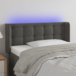 sötétszürke bársony LED-es fejtámla 103 x 16 x 78/88 cm