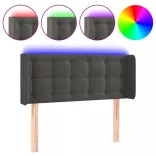 sötétszürke bársony LED-es fejtámla 103 x 16 x 78/88 cm