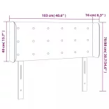 sötétszürke bársony LED-es fejtámla 103 x 16 x 78/88 cm