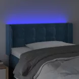 sötétkék bársony LED-es fejtámla 103 x 16 x 78/88 cm