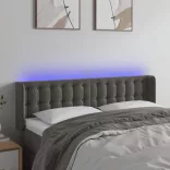 sötétszürke bársony LED-es fejtámla 147 x 16 x 78/88 cm