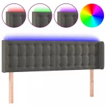 sötétszürke bársony LED-es fejtámla 147 x 16 x 78/88 cm