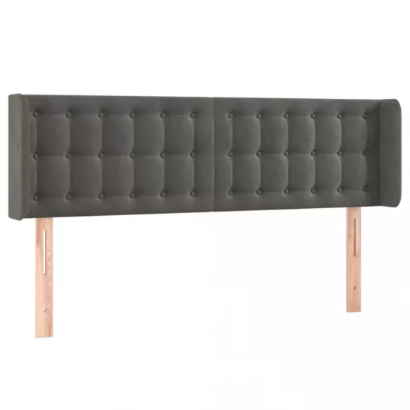 sötétszürke bársony LED-es fejtámla 147 x 16 x 78/88 cm