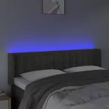 sötétszürke bársony LED-es fejtámla 147 x 16 x 78/88 cm