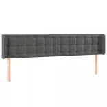 sötétszürke bársony LED-es fejtámla 163 x 16 x 78/88 cm
