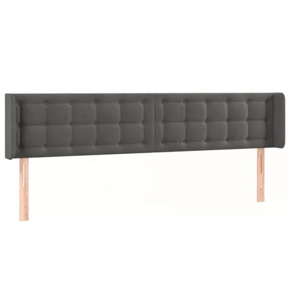 sötétszürke bársony LED-es fejtámla 163 x 16 x 78/88 cm