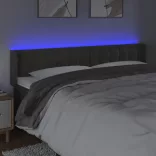 sötétszürke bársony LED-es fejtámla 163 x 16 x 78/88 cm