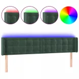 sötétzöld bársony LED-es fejtámla 163 x 16 x 78/88 cm