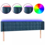 sötétkék bársony LED-es fejtámla 163 x 16 x 78/88 cm