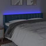 sötétkék bársony LED-es fejtámla 163 x 16 x 78/88 cm