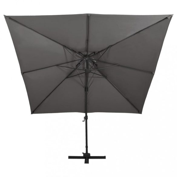 antracitszürke dupla tetejű konzolos napernyő 300 x 300 cm