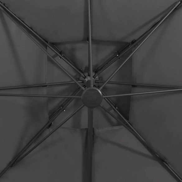 antracitszürke dupla tetejű konzolos napernyő 300 x 300 cm