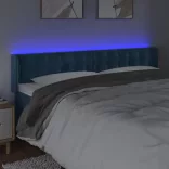 sötétkék bársony LED-es fejtámla 183 x 16 x 78/88 cm